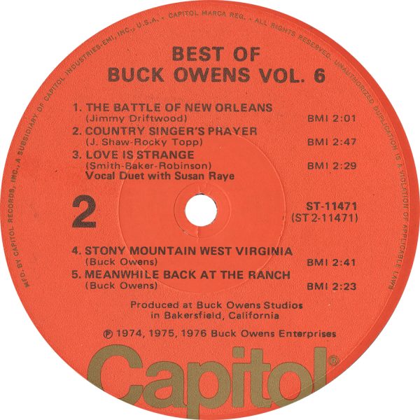 Buck Owens - Best Of Buck Owens Vol 6 Vintage