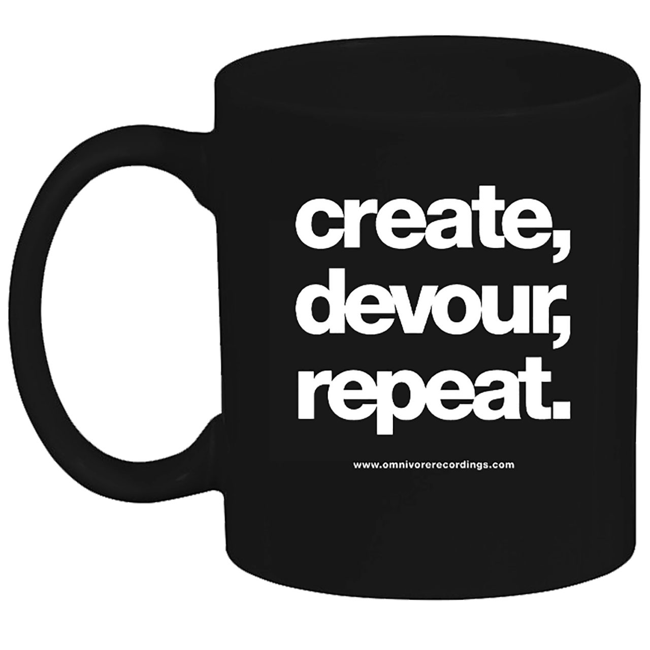 Create, Devour, Repeat – Omnivore Coffee Mug – Omnivore Recordings